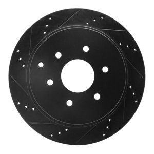 Infiniti QX56 Brake Rotor (1) - Rear Left - R1 Concepts - Drilled & Slotted - Black - `10-`24